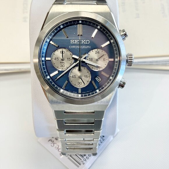 Seiko Essential Chronograph Watch With Blue Dial - Picture 3 of 8